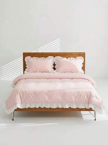 Veyra Day 2/3 Pcs Princess Style Bedding Set 100% Polyester 3D Cut Flower Ruffle Duvet Cover No Insert All Season Modern Ruffled Duvet Cover With 1/2 Pillowcases - Multicolor - View 8