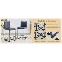 Juego de 2 taburetes de bar de estilo nórdico / Juego de 2 taburetes de bar de PU / Diseño único y construcción estable / Capacidad de carga de 120 kg / Adecuado para comedor, cocina y patio - Negro - Ver 11