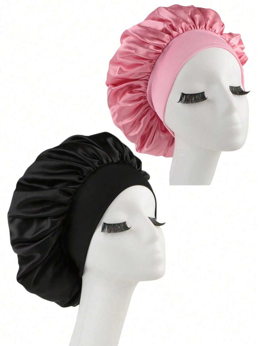 2 piezas Gorros de seda para dormir, Gorros de satén para protección del cabello, Gorros de seda elásticos suaves para dormir, Gorros de seda para protección del cabello rizado - Multicolor - Ver 1