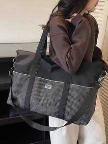 時尚多功能行李包，極簡休閒多口袋收納包，乾濕分離，可折疊可擴展旅行包 - 黑色 - 查看 3