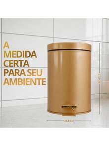 Lixeira Dourada Inox 5l  + Restaura Fácil Cinza Platina 200ml - Dourado - Visão 4