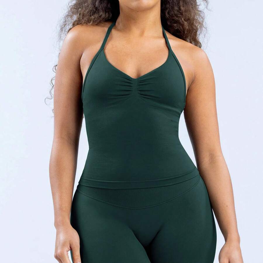 Women's Impact Zip-Up Fitness Crop Top, Long Sleeve Sports Crop Top, Seamless Gym Running Tops, Quick-Dry Workout Shirt For Pilates And Yoga, 2026 - 松綠色v領背心 - 查看 1