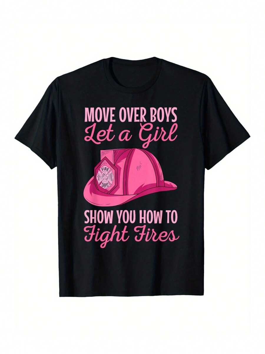 Camiseta de bombero para mujer - Camiseta de rescate voluntario, adecuada para entusiastas del bombero, apariencia elegante, opción popular, ajuste cómodo, artículo esencial. - Negro - Ver 1