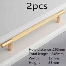 2pcs Modern Aluminum Alloy Gold Cabinet Carved Handles And Drawer Pulls, Wardrobe Door Handles, Furniture Hardware Accessories - Gold - View 8