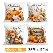 4pcs/1pc Sarung Bantal Motif Bunga Matahari dan Selamat Datang Musim Gugur, Sarung Bantal Cetak Satu Sisi, Cocok untuk Dekorasi Rumah Ruang Tamu dan Kamar Tidur, Sarung Bantal Sepanjang Musim - MultiWarna - View 15