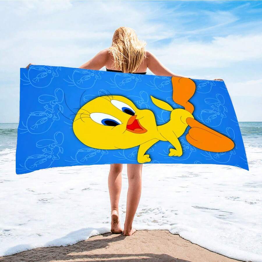 Warner Bros Comfortable Quick-Dry Beach Towel - Cute Girl Style Soft Adorable Bird Cartoon Pattern Minimalist Design Extra Large, Digital Printed Pattern - Perfect For Beach, Pool And Camping - Ideal Gift For Family, Friends And Classmates - Multicolor - View 1