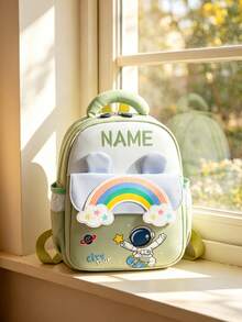 1pc Mini Back To School Personalized Customized Fashionable Cute Cartoon Rainbow, Unicorn, Astronaut Theme Backpack, Zipper Closure Nylon Material, Adjustable Shoulder Straps, Handheld, Suitable For School, Shopping, Outdoor Travel, Daily Use. Birthday Gift. - Multicolor - View 11