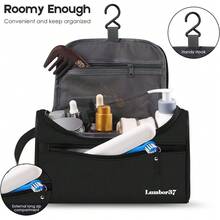 Lumbor37 Bolsa de Aseo de Viaje Colgante Organizador y Baño Dopp Higiene Kit con Gancho para Accesorios de Viaje Artículos de Tocador Baño, Afeitado y Maquillaje para Hombres y Mujeres - 1-Negro oscuro - Ver 2