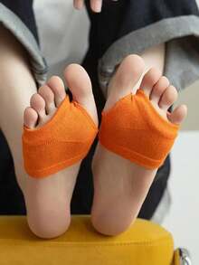 1 par de calcetines invisibles de media punta con separador de dedos para mujer, con cojín de esponja, elásticos, transpirables, suaves, antideslizantes y sin costuras - Multicolor - Ver 5