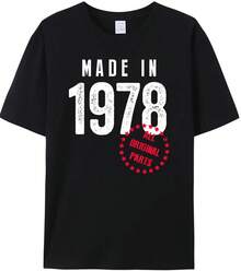 Gemacht in antiken ursprünglichen Baumwolle T-Shirt Geburtstag Vintage Vater Freund Geschenk T-Shirts - Schwarz-1-1979 - Übersicht 4
