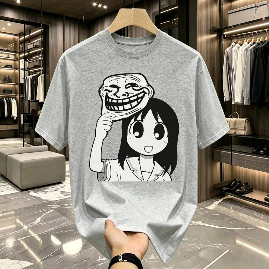 メンズTシャツ大阪自閉症おもしろ可愛いアユムTシャツファッションアニメあずまんガール夏Tシャツ純綿ト - グレー - チェックする 1