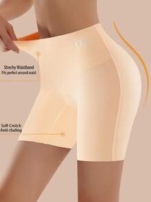 Women's High-Waisted Shorts With Tummy Control And Anti-Exposure Design (Sports Boxer Style) - Black Beige White - View 3