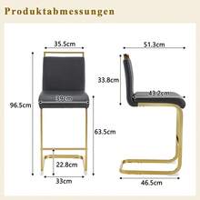Juego de 2 taburetes de bar de estilo nórdico / Juego de 2 taburetes de bar de PU / Diseño único y construcción estable / Capacidad de carga de 120 kg / Adecuado para comedor, cocina y patio - Negro y oro - Ver 3