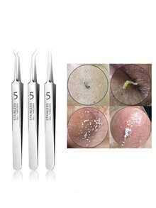 1/2/3pcs Ultra-Fine Point Tweezers, High-Quality Stainless Steel Material, Suitable For Nose And Face, Ideal Choice For Blackhead And Pore Cleaning, Hair Removal - Multicolor - View 3