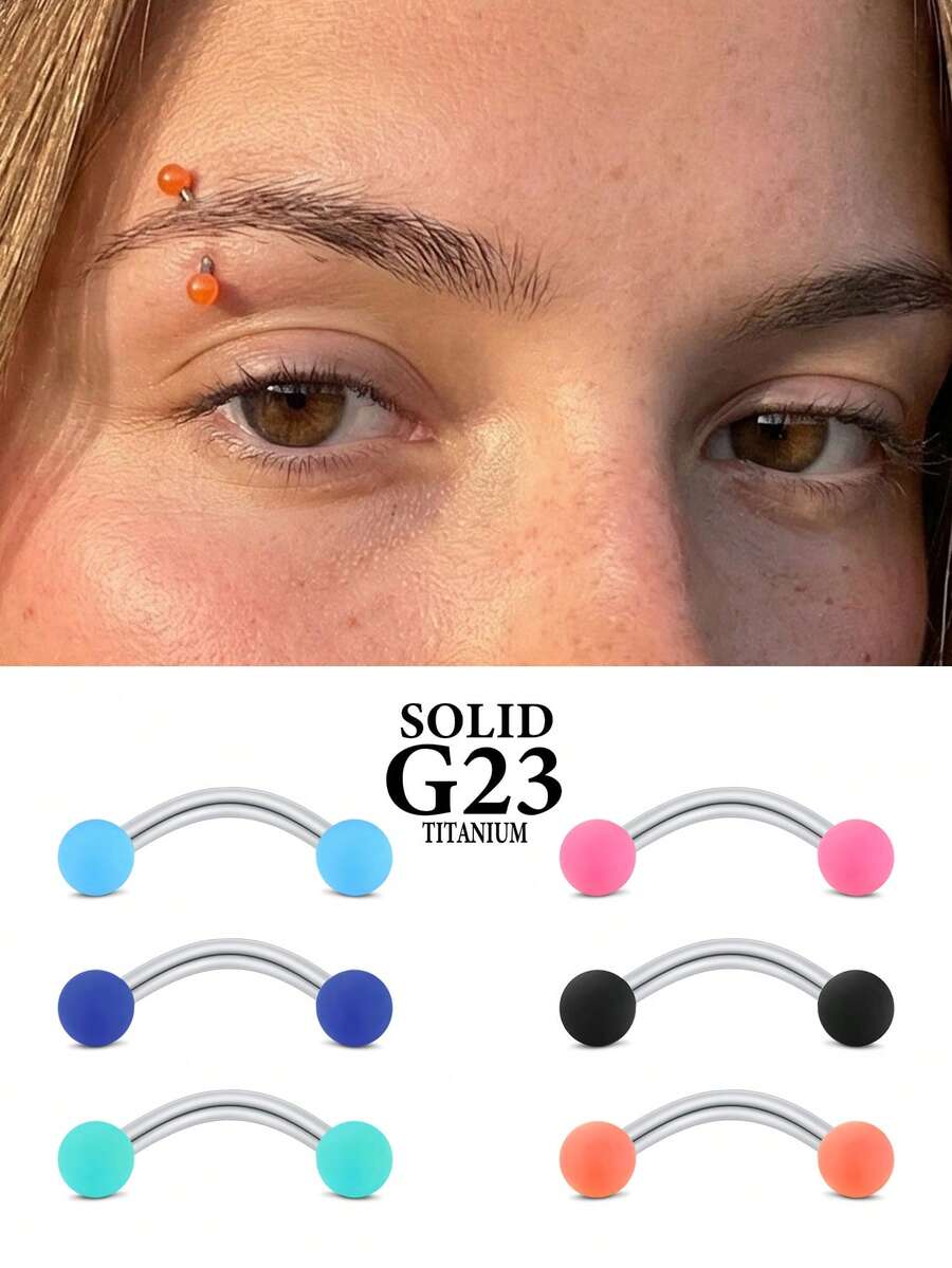 CIZME 2pcs 16G Titanium Curved Eyebrow Studs, Eyebrow Rings, Earrings, Cartilage Rings, Navel Rings, Lip Rings, Body Piercing Jewelry - Rubber Ball - View 1