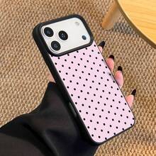 1pc Black Polka Dot UV Printed Pattern Design Leather Texture Phone Case - Multicolor - View 3