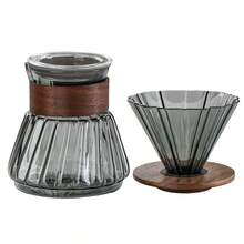 玻璃手沖咖啡壺套組 (600ML/20oz) 附胡桃木濾杯，手動滴濾咖啡機，適合居家或辦公室使用 - 彩色 - 查看 9