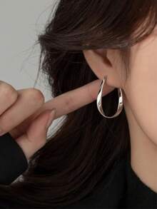 Women's Twisted Oval Earrings, Hypoallergenic, Minimalist Lightweight, Suitable For Sensitive Skin, Personalized Fashion Accessory - 504 Gold - View 12