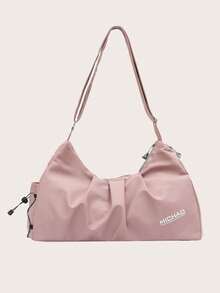 Bolsa de gimnasio de unicolor con compartimento para zapatos y bolsillo impermeable - Rosa - Ver 1