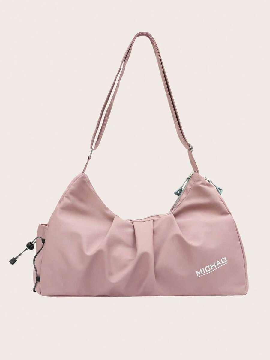 Bolsa de gimnasio de unicolor con compartimento para zapatos y bolsillo impermeable - Rosa - Ver 1