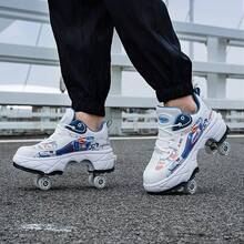 Roller Skate Shoes With 4 Wheels, Transformable Roller Shoes For Walking, Skating, - Baby Blue - View 5