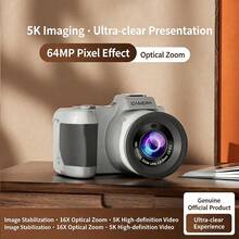 5K Ultra HD 數位相機 64MP 16倍數位變焦 AF 自動對焦 防手震 Type-C 充電 便攜式隨手拍相機 適合 Vlog、攝影、旅行、兒童與初學者(不含記憶卡)內建電池:1200mAh - 查看 4