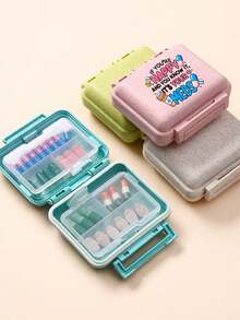 迷你6格便攜藥盒，收納盒，旅行藥盒，印有「My Pill Box」和藥丸圖案，6格小藥盒，密封包裝收納盒，6天週藥收納盒，旅行必備藥盒，日常維生素藥盒，口袋藥盒收納盒，精緻收納盒，居家必備，旅行必備 - 彩色 - 查看 6