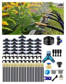 Drip Irrigation System - 360° Adjustable Micro Sprinkler Kit, Easy Tool-Free Installation, Fine Mist Spray For Potted Garden Plants, Greenhouse - 30米+26個噴霧噴嘴 - 查看 1