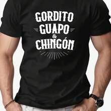 Camiseta Gráfica para Hombres -  y Atractivo, Cuello Redondo Casual, Manga Corta, Transpirable y Cómoda, Estilo Moderno para Verano, Corte Regular - Negro - Ver 2
