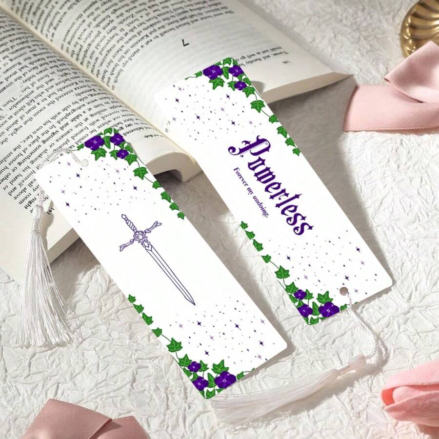 2pcs PET Printed Bookmarks, Exquisite And Beautiful Pattern, Durable And Elegant, Unique Design Suitable For Daily Use Or Collection. The Best Gift For Back To School Season, Whether For Personal Use Or As A Gift For Family And Friends, It's A Unique And Practical Gift Choice To Add Atmosphere And Fun To Reading Time (Random Color Tassel) - 2PCS - View 1