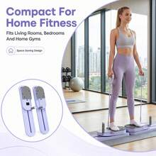 Pilates Board For Home Workout With Resistance Bands – Portable Reformer Machine, Foldable Core Trainer For Ab, Leg, Glute & Arm Exercises - Purple - View 3
