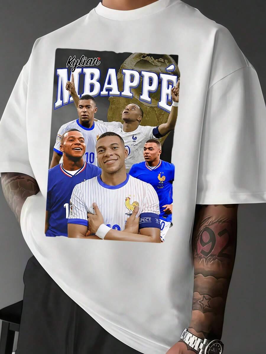 Jugadores franceses celebrando con trofeo dorado camiseta de hombre casual cómoda para aficionados al fútbol - Blanco - Ver 1