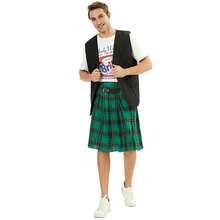 Men's Pleated Skirt For Halloween, Scottish National Costume, Short Skirt, Stage Outfit - 4615黑色馬甲 - 查看 4