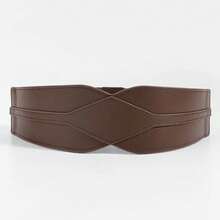 1pc Women's Minimalist Rhombus Decor Waist Belt, Suitable For Halloween Party Or Daily Outfit, Coffee Color - Brown - View 7