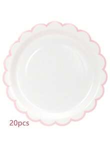 1/10/20/50pcs White Background Pink Lace Party Paper Plates, 7 Inch/9 Inch Dual Size, Suitable For Wedding, Birthday Party, Girls Gathering And Bachelorette Party - Multicolor - View 11