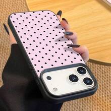 1pc Black Polka Dot UV Printed Pattern Design Leather Texture Phone Case - Multicolor - View 4