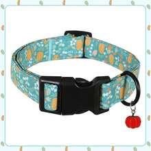 Fall Festival Pumpkin Dog Collar, Teal Polyester Adjustable Collar With Floral & Leaf Print, Autumn Season Neck Strap For Small To Medium Dogs - Mixed color - View 9