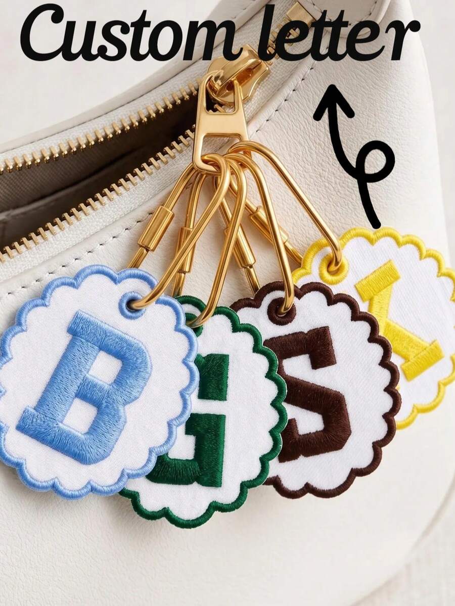 Customized Embroidered Bag Charm | Personalized Name Tag Keychain | Triangle Flag Backpack Accessory | Cute Handbag Pendant | Gift For Her, Name Keychain