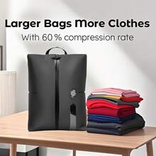 Black TPU Vacuum Compression Bags Reusable Space-Saving Storage Bags Portable Travel Vacuum Organizer 4 Seasons All Weather Use Luggage Compression Sack Camping Clothes Organizer No Pump Needed Zipper Closure - Black - View 11