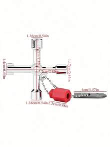 4 Way Sillcock Key Cross Key Zinc Alloy Multifunction Universal Key 4 In 1 Wrench Key For Plumbers Electricians Train Door Electrical Cupboard Box Elevator Water Meter Valve - A - View 2