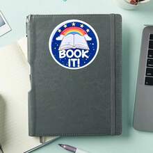 1PC Retro 80s Bookworm Sticker, Book It Pizza Party Slogan Vinyl Decal For Laptop Water Bottle Notebook, Waterproof Bookish Decal Sticker, Aesthetic Stationery Journaling Scrapbook Accessories Gift For Readers - S2265 - View 4