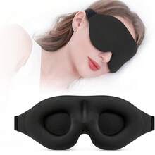 1件 3D杯狀睡眠眼罩，中性款，凹面模塑黑色遮光眼罩，全遮光柔軟透氣，無眼壓舒適睡眠眼罩，適合旅行、瑜伽、小睡和夜間休息 - B - 查看 11