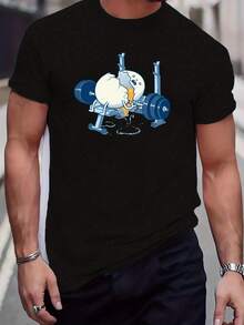 Camiseta Divertida para Hombre con Estampado de Hombre Levantando Pesas Rompiendo Huevos, Camiseta Casual de Verano para Fitness, Ropa para HombreSummer men's comfortable T-shirt / a very di - Negro - Ver 1