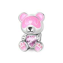 1 peça pulseira de contas estilo Dopamina Sweet Cool em prata esterlina S925 de baixa alergia, com caveira rosa, ananás, urso e trevo de quatro folhas verde, adequada para pulseira original, para fazer joias DIY femininas, presente de aniversário - Multicolorido - Ver 16