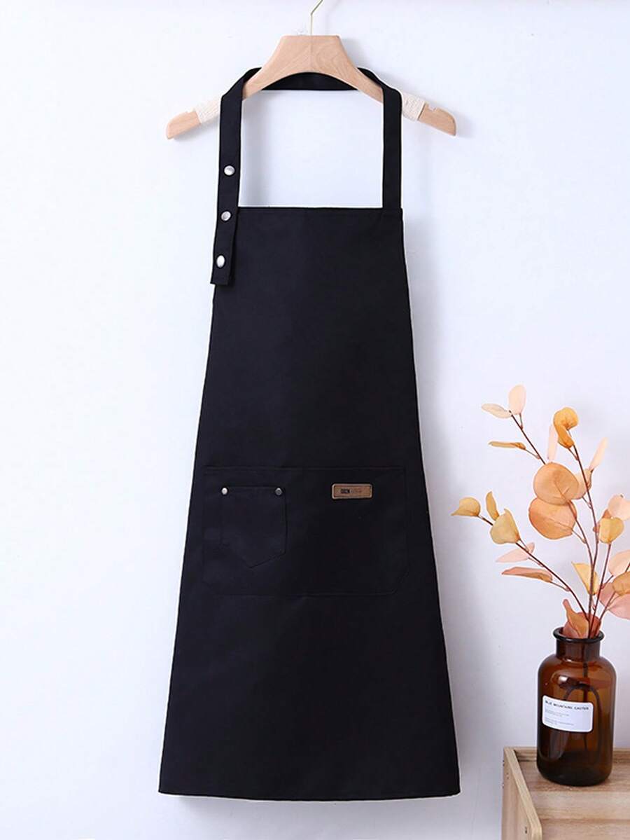 1pc Fabric Kitchen Apron For Hair Salon, Adjustable Shoulder Straps, Dual Pockets, Unisex, Chef BBQ Restaurant Bar Shop Cafe Nail Studio Work Uniform Apron - Multicolor - View 1