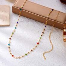 Colorful Rhinestone And Glass Rhinestone Pendant Waist Chain Set, Suitable As Accessories For Summer Beach Vacation Parties - A - View 5