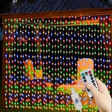 Luces de Cortina LED, 8 Modos de Iluminación, Con Control Remoto (Baterías No Incluidas). Luces de Decoración de Pared para Hogar, Dormitorio, Sala de Estar, Escenario - Alimentadas por USB, Decoración de Fondo para Fiesta de Cumpleaños, Apertura Escolar, Propuesta, Boda, Celebración, Luces de Hada, Decoración de Iluminación para Día de San Valentín, Halloween, Navidad, Luces de Hada de Cuento de Hadas, Luces de Cortina LED - Luces de cortina alimentadas por USB - Ver 5