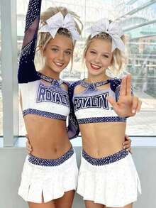 2pcs Rhinestone Cheerleader Bows, Girls Glitter Large Elastic Ponytail Hair Ties, Softball Game Hair Accessories - Multicolor - View 6