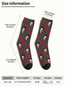 1 Pair Customized Face Pattern Socks, Personalized Photo Socks, Custom Printed Socks, Funny Face Socks, Custom Pattern Socks, Print Any Face Pattern On Socks, Anniversary Gift, Valentine's Day Gift, Unique Birthday Gift, Personalized Collectible - Multicolor - View 8