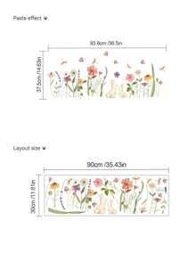 mama look 1pc Flower & Butterfly Wall Sticker, Wildflower Grass & Butterfly, PVC Self-Adhesive Removable, Suitable For Bedroom, Living Room, Study, Dining Room, Bathroom, Home Wall Decor, Room Decoration - Multiple Styles - View 7